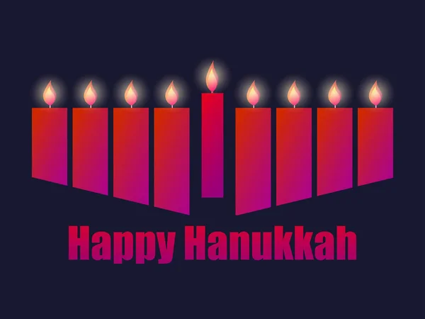 Feliz Hanukkah. Velas de Janucá. Tarjeta de felicitación con nueve velas. Ilustración vectorial — Vector de stock