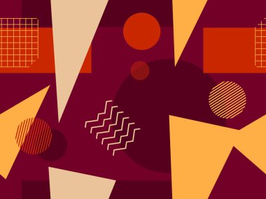 Memphis kusursuz desen. Retro arka plan, geometrik şekiller Memphis 80 'ler ve 90' lar tarzında. Vektör illüstrati