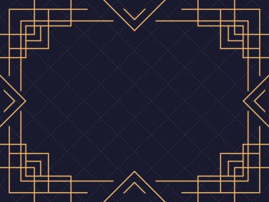 Art deco çerçeve. Klasik doğrusal sınır. Davetiyeler, broşürler ve tebrik kartları için bir şablon tasarla. 1920 'lerin ve 1930' ların tarzı. Vektör illüstrasyonu