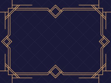 Art deco çerçeve. Klasik doğrusal sınır. Davetiyeler, broşürler ve tebrik kartları için bir şablon tasarla. 1920 'lerin ve 1930' ların tarzı. Vektör illüstrasyonu