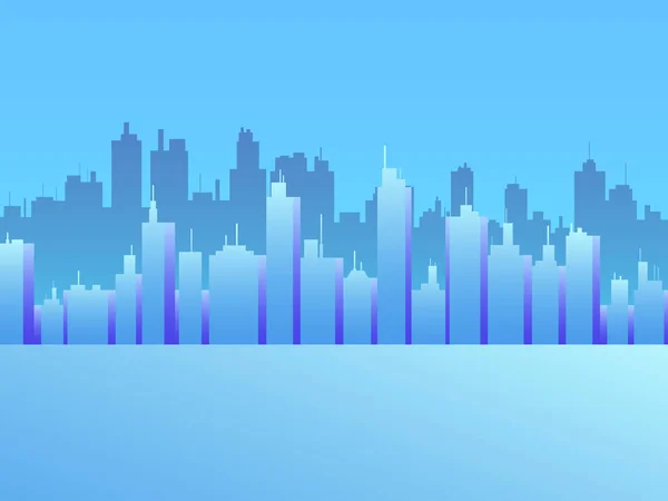 Paesaggio urbano con grattacieli. Vista sulla città, panorama della metropoli. Illustrazione vettoriale — Vettoriale Stock