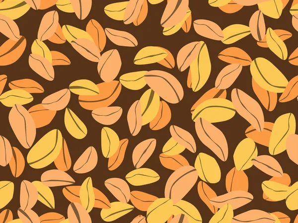 Арахисовый бесшовный рисунок. Жареный арахис. Дизайн фона для печати на обертках, упаковке, тканях и обоях. Векторная иллюстрация — стоковый вектор