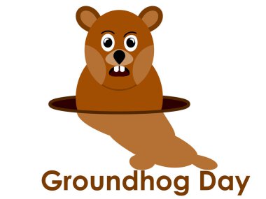 Köstebek Günü. Baharın geleceğini tahmin ediyor. Gölgeli Dağ Sıçanı. Vektör illüstrasyonu