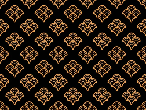 Art deco seamless pattern. Linear geometric art of the 20s in retro style. Gold and black color. Vector illustration — Stock Vector