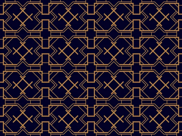 Art Deco nahtlose Muster. lineare geometrische Kunst der 20er Jahre im Retro-Stil. goldene und schwarze Farbe. Vektorillustration — Stockvektor