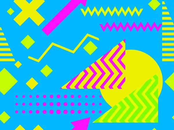Memphis nahtlose Muster. chaotische geometrische Formen im Stil der 80er Jahre. für Werbeartikel, Packpapier und Druck. Vektorillustration — Stockvektor