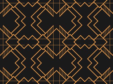 Art deco kusursuz desen. 20 'li yılların doğrusal geometrik sanatı. Vektör illüstrasyonu
