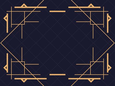 Art deco çerçeve. Klasik doğrusal sınır. Davetiyeler, broşürler ve tebrik kartları için bir şablon tasarla. 1920 'lerin ve 1930' ların tarzı. Vektör illüstrasyonu