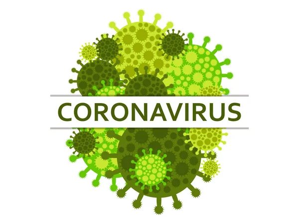 Coronavirus 2019-nCoV, sindrome respiratoria del Medio Oriente. Virus cinese. Bandiera con batteri su sfondo bianco. Illustrazione vettoriale — Vettoriale Stock