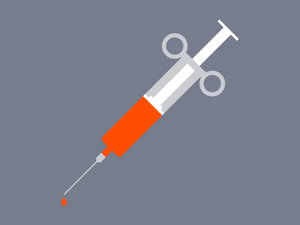 Spritze mit Blut. Impfstoff gegen Krankheiten. Coronavirus 2019-ncov. Vektorillustration — Stockvektor