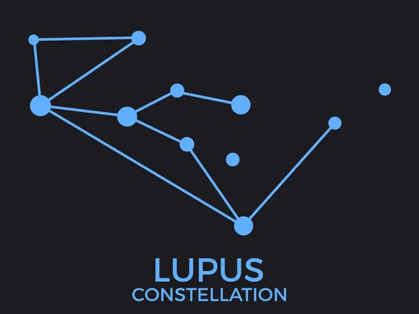 Constelação de Lúpus. Estrelas no céu noturno. Conjunto de estrelas e galáxias. Constelação de azul sobre um fundo preto. Ilustração vetorial — Vetor de Stock