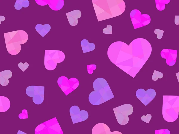 Polygonaal hart naadloos patroon. Gelukkige Valentijnsdag, 14 februari. Achtergrond voor wenskaart, inpakpapier, promotiemateriaal. Vectorillustratie — Stockvector