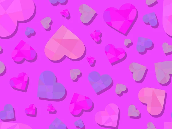 Coeur polygonal motif sans couture. Joyeuse Saint-Valentin, le 14 février. Contexte pour carte de vœux, papier d'emballage, matériel promotionnel. Illustration vectorielle — Image vectorielle