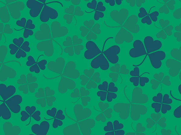 Kleeblätter lassen nahtlose Muster entstehen. St. Patrick 's Day, irischer Feiertag. Hintergrund für Grußkarten, Geschenkpapier, Werbematerial. Vektorillustration — Stockvektor