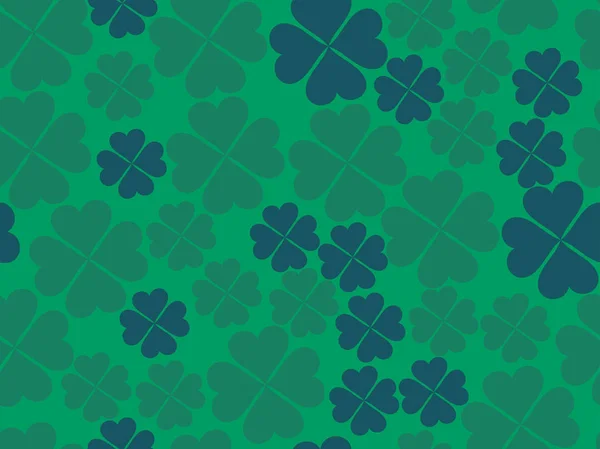 クローバーはシームレスなパターンを残します。聖パトリックの日、アイルランドの祝日。グリーティングカード、包装紙、販促資料の背景。ベクターイラスト — ストックベクタ