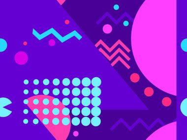 Memphis seamless modeli. Geometrik öğeleri memphis 80 tarzı. Vektör çizim