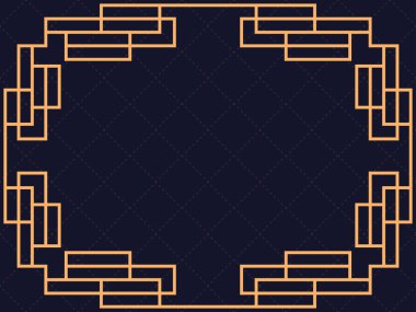 Art deco çerçeve. Klasik doğrusal sınır. Davetiyeler, broşürler ve tebrik kartları için bir şablon tasarla. 1920 'lerin ve 1930' ların tarzı. Vektör illüstrasyonu
