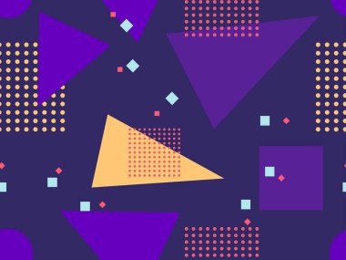 Memphis seamless modeli. Geometrik öğeleri memphis 80 tarzı. Vektör çizim