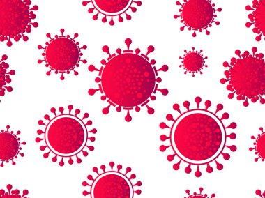 Coronavirus hastalığı COVID-19. Virüs hücresi kusursuz desen. 2019-NCoV, Orta Doğu solunum sendromu. Koronavirüs salgını. Vektör illüstrasyonu