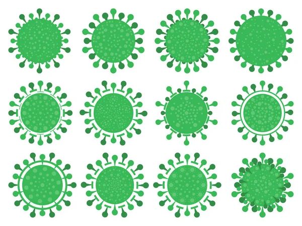Coronavirus Disease Covid Icons Set Virus Cell Collection Isolated White — Stock Vector