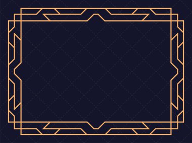 Art deco çerçeve. Klasik doğrusal sınır. Davetiyeler, broşürler ve tebrik kartları için bir şablon tasarla. 1920 'lerin ve 1930' ların tarzı. Vektör illüstrasyonu