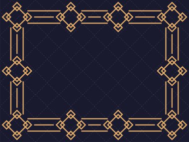 Art deco çerçeve. Klasik doğrusal sınır. Davetiyeler, broşürler ve tebrik kartları için bir şablon tasarla. 1920 'lerin ve 1930' ların tarzı. Vektör illüstrasyonu
