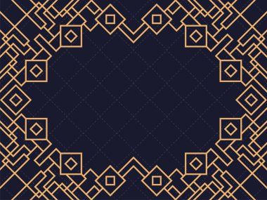 Art deco çerçeve. Klasik doğrusal sınır. Davetiyeler, broşürler ve tebrik kartları için bir şablon tasarla. 1920 'lerin ve 1930' ların tarzı. Vektör illüstrasyonu