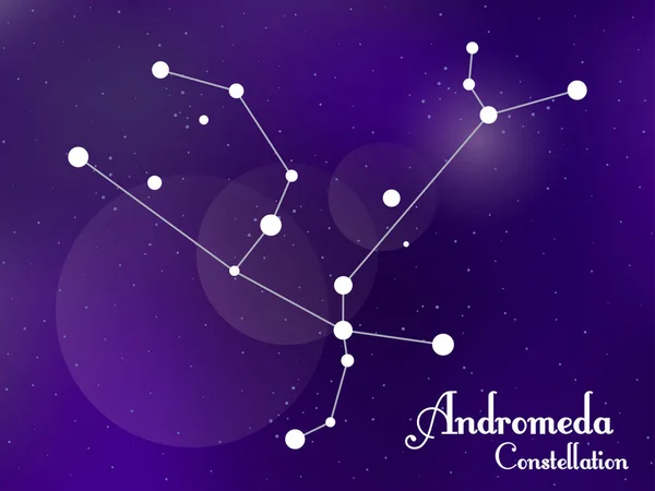 Andromeda Constellation Starry Night Sky Cluster Stars Galaxy Deep Space — Stock Vector