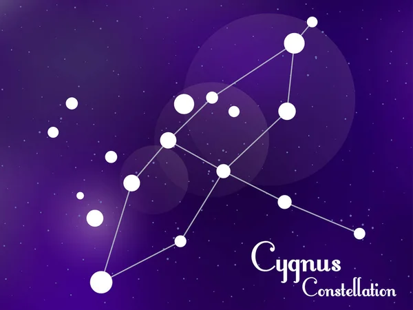 Cygnus Csillagkép Csillagos Éjszakai Égbolt Csillaghalmaz Galaxis Mélyűr Vektorillusztráció — Stock Vector