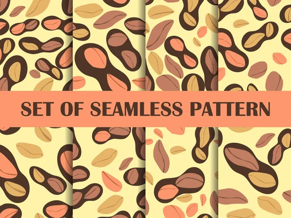 Peanut Set Seamless Pattern Roasted Peanuts Shell Background Design Printing — Stock Vector