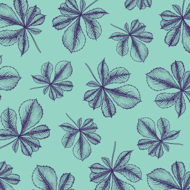 Yapraklarla el çizimi biçiminde desen illüstrasyonu. 