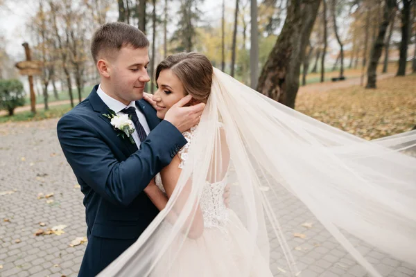 Ženich a nevěsta spolu. Svatební pár. — Stock fotografie