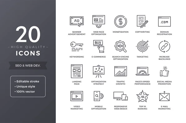 Iconos de línea SEO — Archivo Imágenes Vectoriales