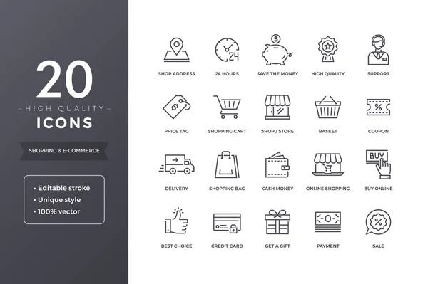 Iconos de línea de comercio electrónico — Vector de stock