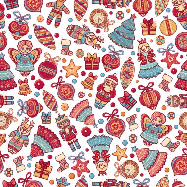Noel oyuncaklar. Seamless modeli. Tatil arka plan. Tebrik kartları için en iyi
