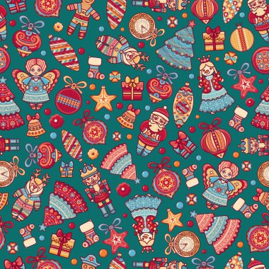 Noel oyuncaklar. Seamless modeli. Tatil arka plan. G için en iyi