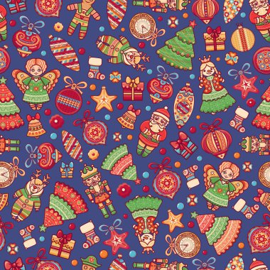 Noel oyuncaklar. Seamless modeli. Tatil arka plan. Tebrik kartları için en iyi