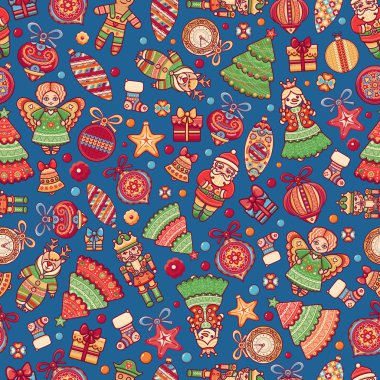 Noel oyuncaklar. Seamless modeli. Tatil arka plan. Tebrik kartları için en iyi