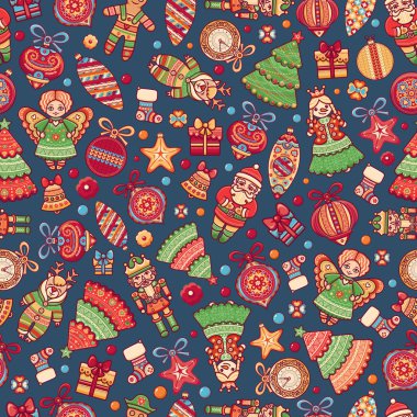 Noel oyuncaklar. Seamless modeli. Tatil arka plan. Araba tebrik için en iyi çözüm