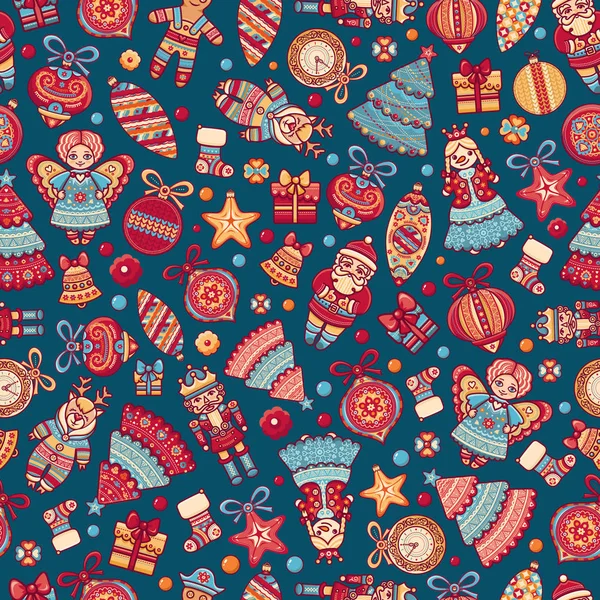 Christmas toys. Seamless pattern. Holiday background. Best for greeting cards — Stock Vector