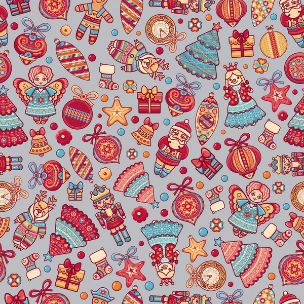 Weihnachtsspielzeug. nahtloses Muster. Ferienhintergrund. am besten für Grußkarte — Stockvektor