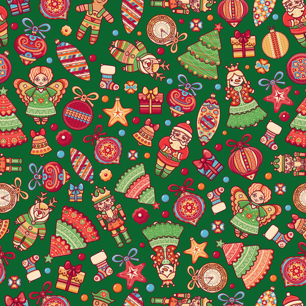 Рождественские игрушки. Бесшовный шаблон. Отдых. Лучше всего для поздравительных открыток
