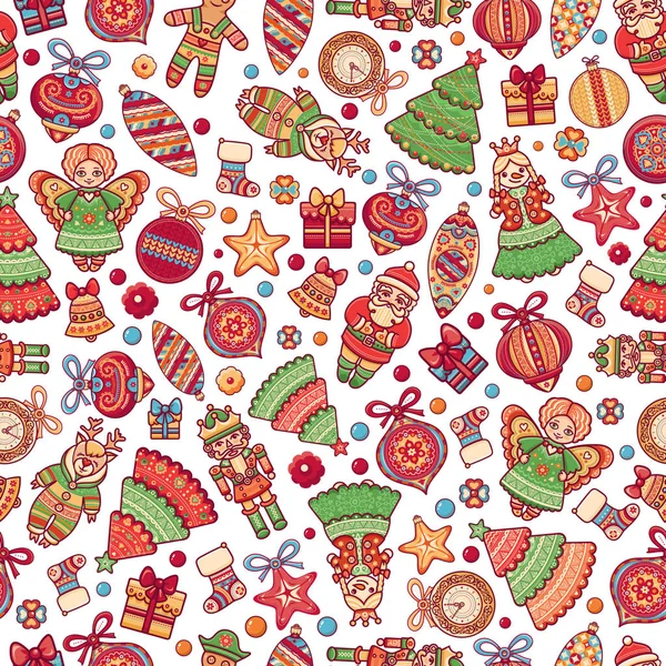 Christmas toys. Seamless pattern. Holiday background. Best for greeting cards — Stock Vector