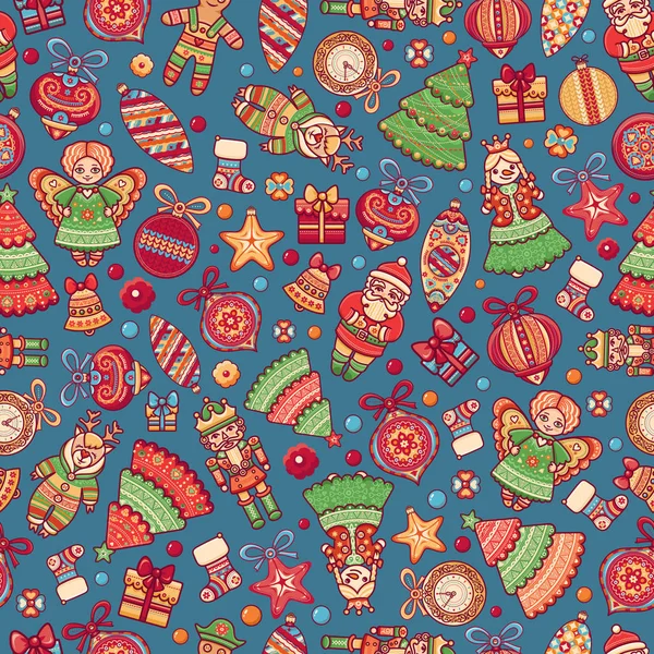 Christmas toys. Seamless pattern. Holiday background. Best for greeting cards — Stock Vector