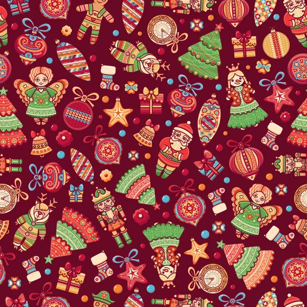 Karácsonyi játékok. Varrat nélküli mintát. Holiday háttér. Legjobb Üdvözlet autó — Stock Vector