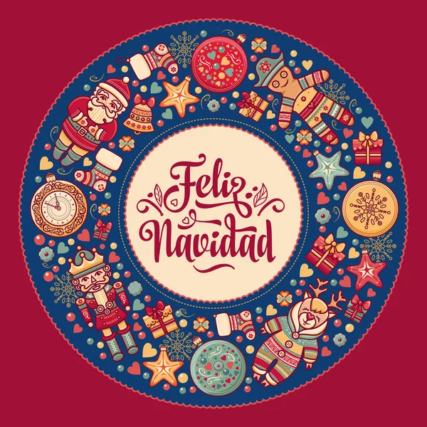 Feliz Navidad. Cartão de Natal no idioma espanhol . —  Vetores de Stock