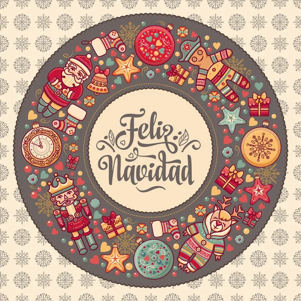 Feliz navidad. Tarjeta de Navidad en español . — Archivo Imágenes Vectoriales