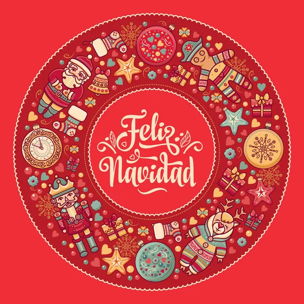 Feliz navidad. Tarjeta de Navidad en español . — Archivo Imágenes Vectoriales