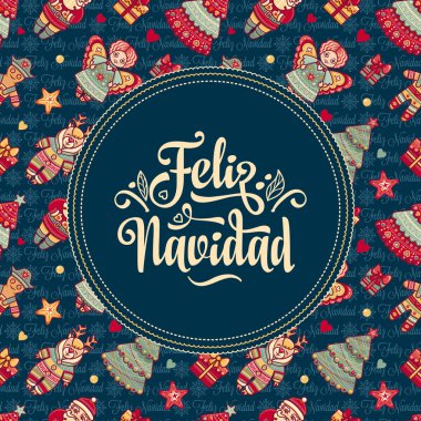 Feliz navidad. İspanyolca dil üzerinde Noel kartı. Sıcak dilek mutlu tatiller için 