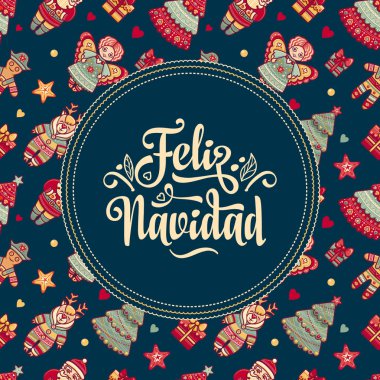 Feliz navidad. İspanyolca dil üzerinde Noel kartı. Sıcak dilek mutlu tatiller için 